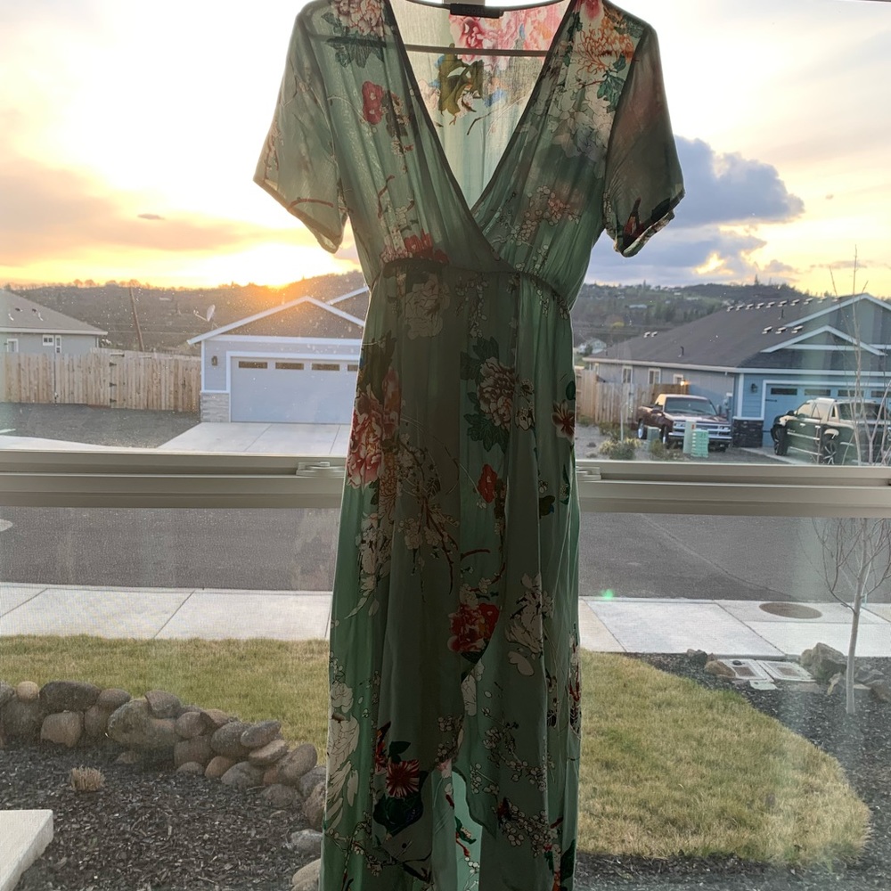 Floral Mint A-Line Dress - Picture 2 of 3